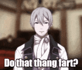 a man in a suit and tie is standing in a room and says `` do that thang fart ? ''