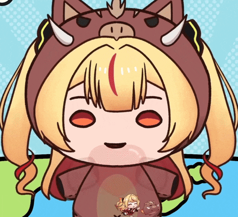 a cartoon girl with pig ears and horns