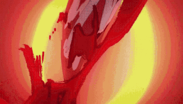 a close up of a person 's face with blood coming out of it and a red background .