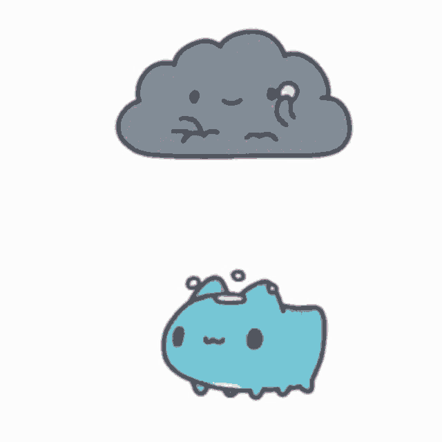 a cartoon cat is holding an umbrella next to a cloud of smoke .