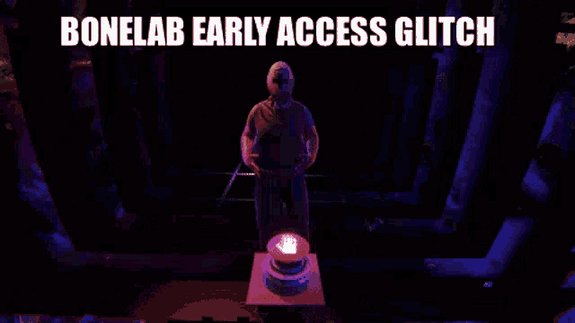 a person is holding a rope in their hands with the words bonelab early access glitch above it