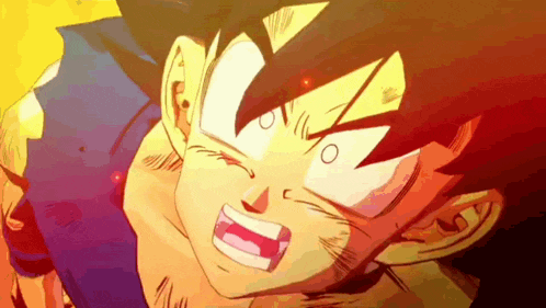 a close up of a cartoon character 's face with a red eye