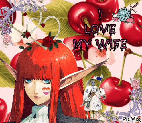a picture of a woman with red hair and the words love my wife on the bottom