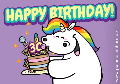 a cartoon of a unicorn holding a cake with the number 300 on it