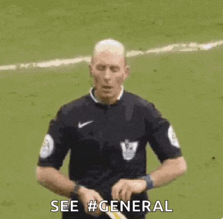 a referee is giving a yellow card to a soccer player and says `` see # general '' .