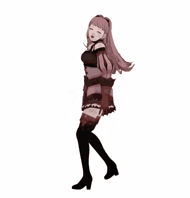a 3d model of a girl in a dress with her arms outstretched