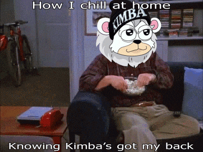 a cartoon bear wearing a kimba hat is sitting on a couch