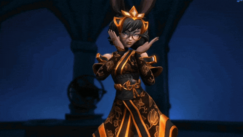 a cartoon character with bunny ears and glasses is dancing