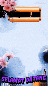 a video showing flowers and the words selamat datang on the bottom