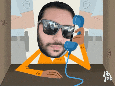a cartoon of a man wearing sunglasses talking on a telephone