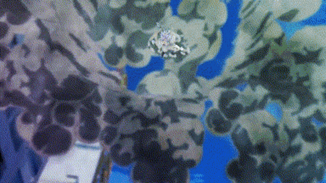 a painting of a person standing in front of a blue sky with smoke coming out of the ceiling .