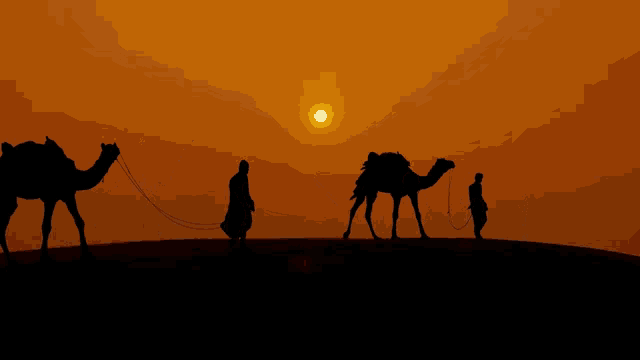 a man walking a camel on a leash with the words " doggies world " above him