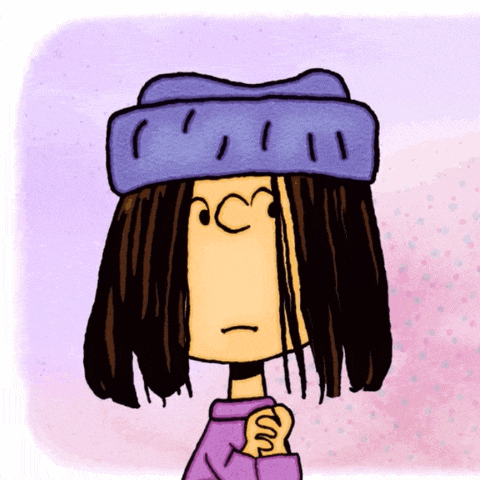 a cartoon character with long hair wearing a purple hat and a purple shirt