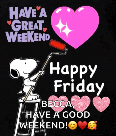 snoopy is sitting on a ladder painting a heart with a roller .