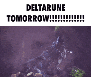 a picture of a monster with the words deltarune tomorrow below it