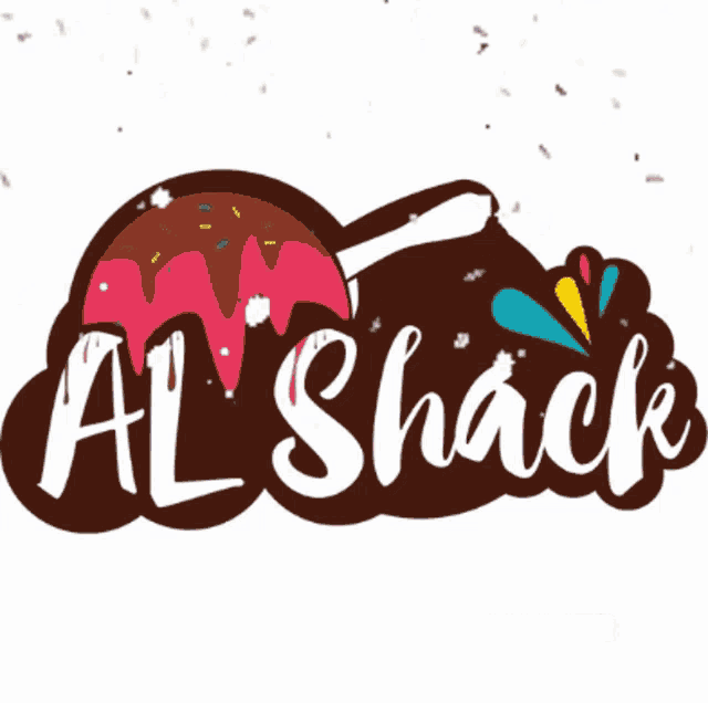 a logo for al shack shows a cupcake with sprinkles on it