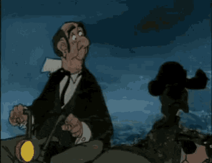 a man in a suit is sitting on a horse holding a flashlight .