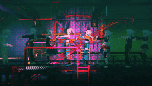 a video game called death game with a bunch of people dancing