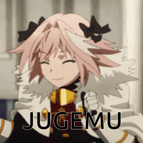 a picture of a girl with the word jugemu written on it