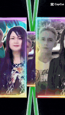 a group of people standing next to each other with the word capcut at the bottom of the screen