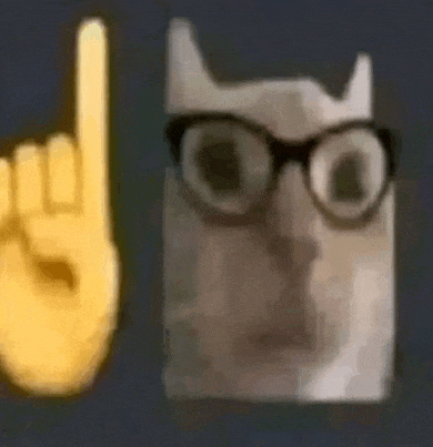 a cat wearing glasses and a hand making a devil horns gesture .