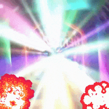 a colorful background with a red and white explosion in the middle