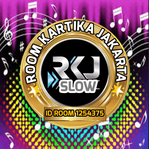 a logo for room kartika jakarta slow is surrounded by music notes