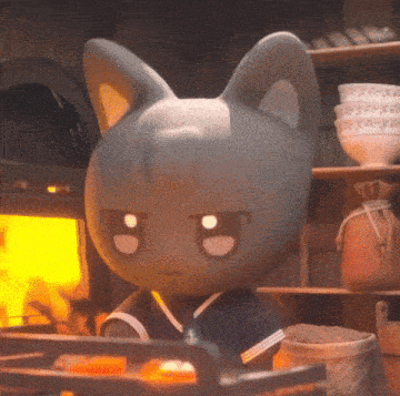 a cartoon cat with a serious look on his face