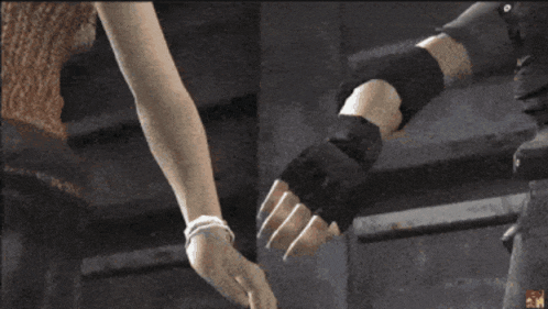 a person holding another person 's hand with the word way written on the bottom