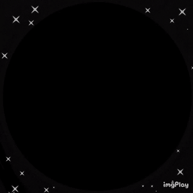 a black circle with white stars around it on a black background