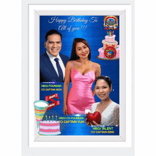 a framed picture that says happy birthday to all of you !!!