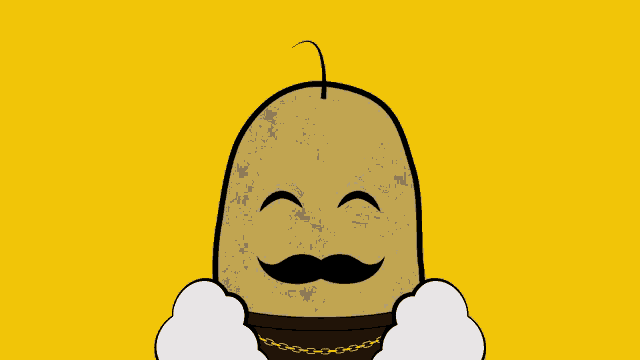 a cartoon of a potato with a mustache