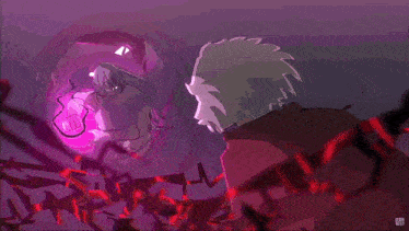 a purple background with a few lines of light