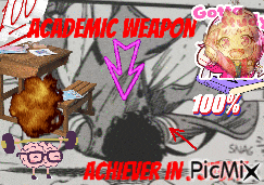 a poster that says academic weapon achieve in picmix