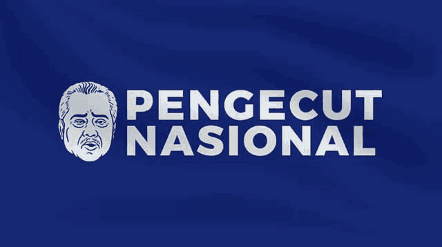 a blue background with the words pengecut nasional written on it