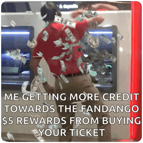 a man is getting more credit towards the fandango rewards from buying your ticket