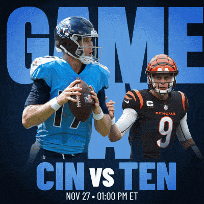 an advertisement for a football game between the titans and the bengals