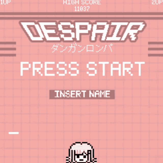a game called despair is being played on a pink screen