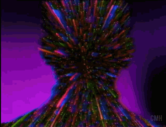 a blurry image of a person 's face with the letters gm on the bottom left