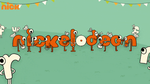 an advertisement for nickelodeon shows a group of cartoon characters