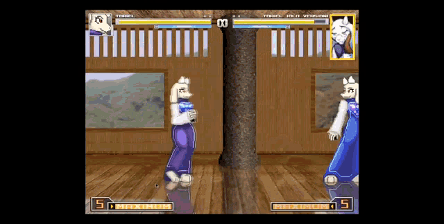 a video game screen shows two goats fighting each other with the number 5 in the corner