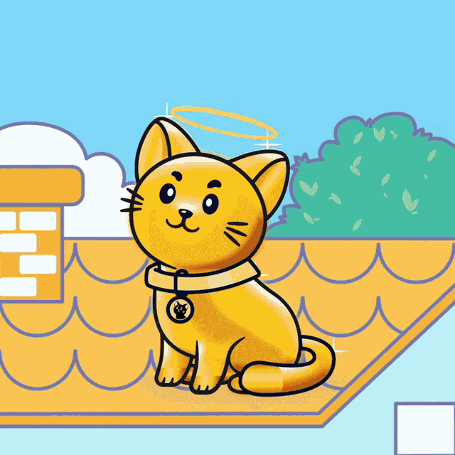 a cartoon of a cat with a halo on its head