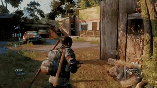 a video game is being played and the number 320 is shown on the screen