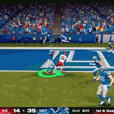 a football game between kc and det is going on