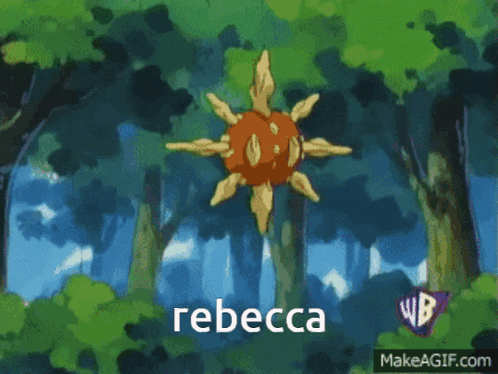 a cartoon of a sun with the name rebecca on the bottom