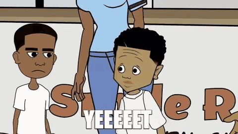 a cartoon of a boy with the word yeeeeet written on it
