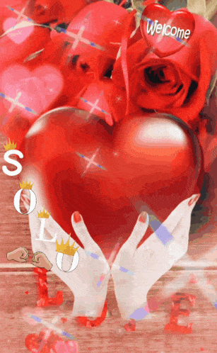 two hands holding a red heart with the word welcome on it