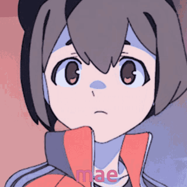 a drawing of a girl with the word mae on the bottom right