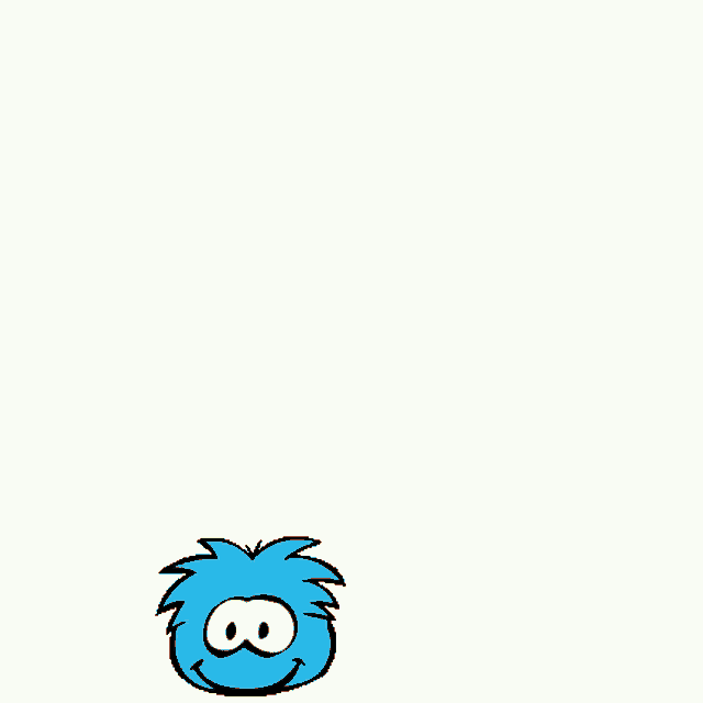 a blue cartoon character is standing next to a red and yellow ball on a white background