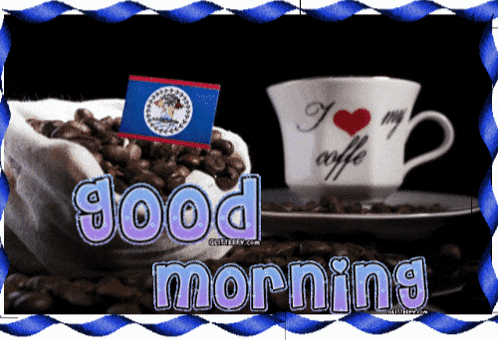 a picture of coffee beans and a cup that says i love coffee